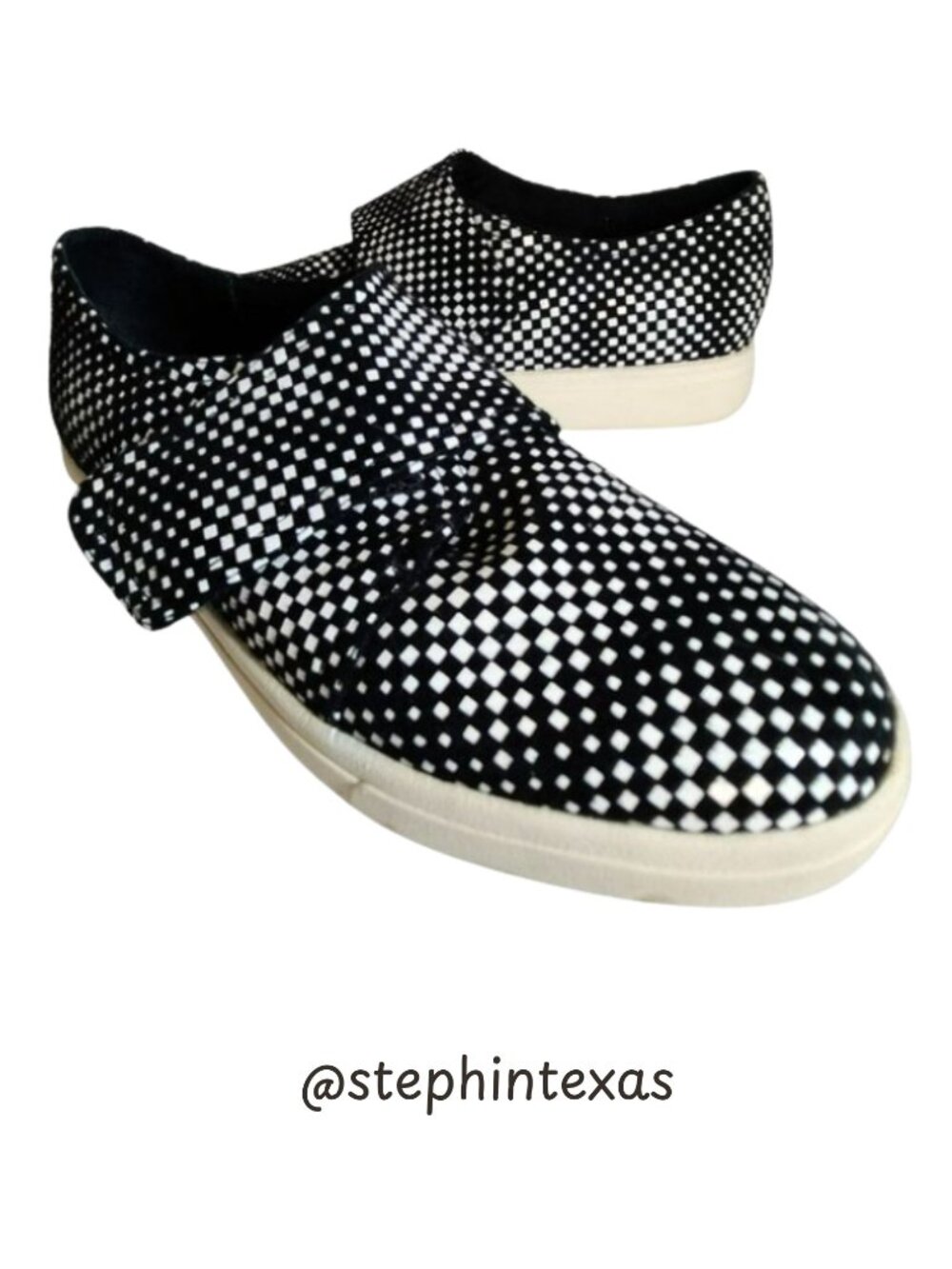 Vaneli Sport Top-Trap Loafer Black & White Check Suede Women's 6.5